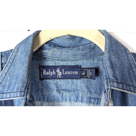 Vintage Ralph Lauren blue jean denim fitted long cardigan dress jacket - Picture 4 of 7